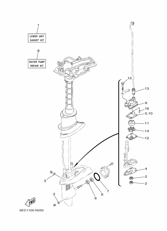 YAMAHA VESIPUTKEN TIIVISTEKUMI F2.5-F6