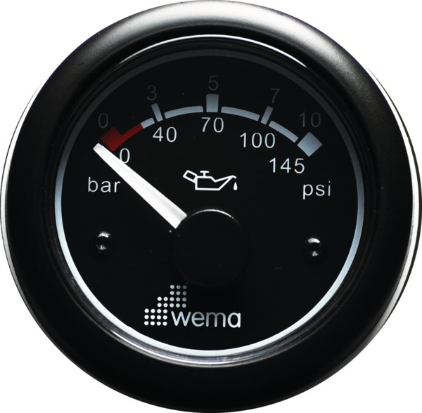 WEMA ÖLJYNPAINEMITTARI MUSTA  0-10 bar                      
