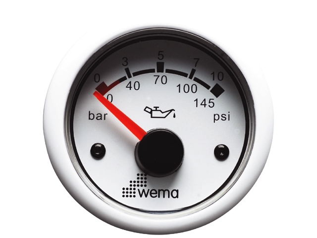 WEMA ÖLJYNPAINEMITTARI VALKOINEN  0-10 bar         