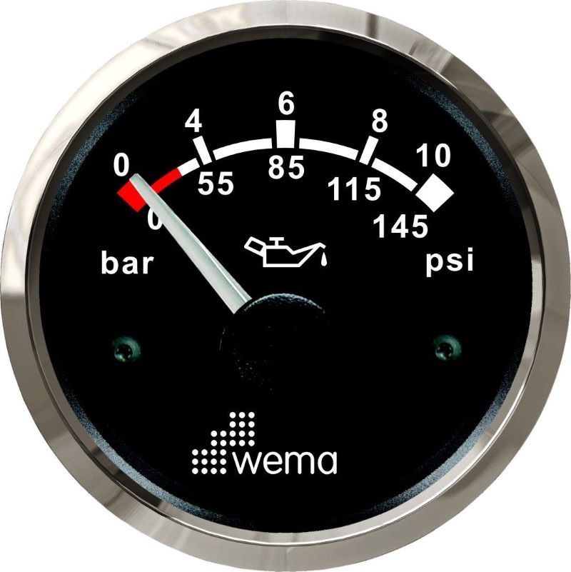 WEMA ÖLJYNPAINEMITTARI MUSTA / RST KEHYS  0-10 bar